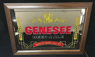 Rare Vintage 1980 ' s Genesee Beer & Ale Light Up Mirror Advertising Bar Pub Sign 2