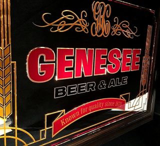 Rare Vintage 1980 ' s Genesee Beer & Ale Light Up Mirror Advertising Bar Pub Sign 3