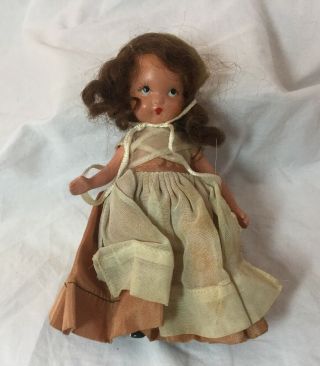 Vintage Nancy Ann Doll - Painted Bisque,  Jointed Arms,  5.  5”,  Clothes