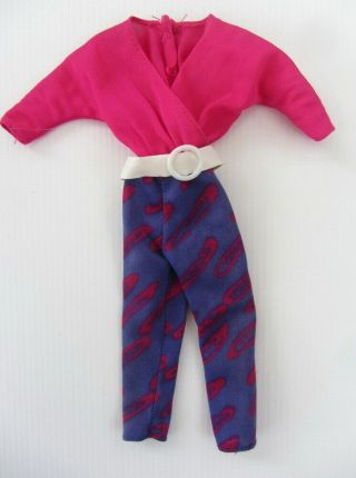 Barbie Doll Vintage Clothing Fashion Fun 7904 Pink Purple Jumpsuit White Belt