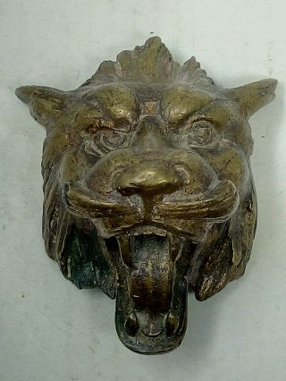 Vintage Bronze Or Brass Animal Lions Head Applique Or Chair Armrest End