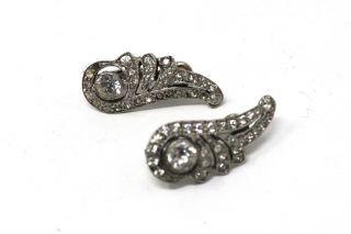 A Stunning Antique Art Deco Sterling Silver 925 Paste Clip On Earrings