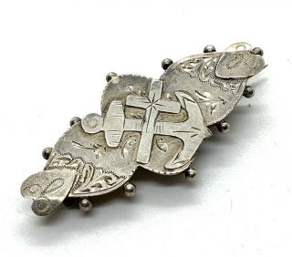 Antique Victorian Sterling Silver Faith Hope And Charity Aesthetic Brooch 42