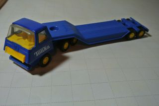 Vintage Tonka Low Boy Semi Truck With Flat Bed Trailer Blue
