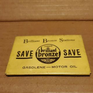 Rare Johnson Brilliant Bronze Gasoline Motor Oil Advertising Pocket Mirror Sign