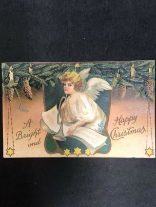 Antique Postcard Christmas Angel Cherub Printed In Germany