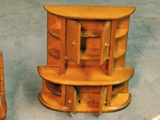 Vintage Wooden Dollhouse Furniture Rocking Chair Shelves Cabinet
