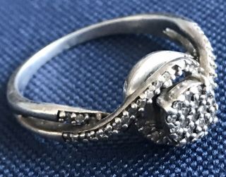 Ladies Vintage Diamond Dinner Ring,  Sterling Silver,  S7,  Antique Ring