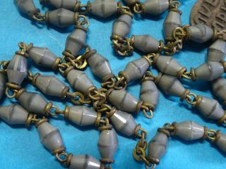 antique FRENCH MONASTERY rosary // GREY glass BEADS // around 1900 2