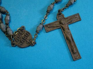 antique FRENCH MONASTERY rosary // GREY glass BEADS // around 1900 3