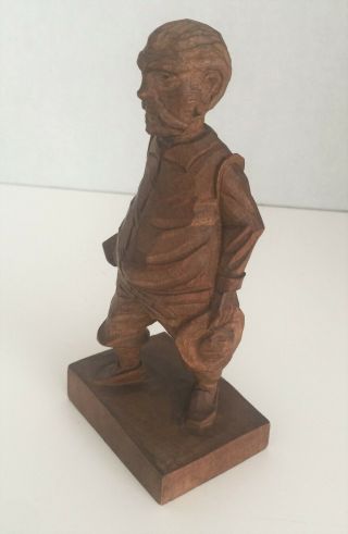 Vintage Hand Carved Wood Figure OLD MAN with HAT Figurine 5½ 