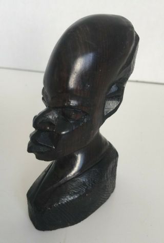 Vintage African Tribal Folk - Art Wood Hand Carved Bust Figurine Man