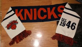 York Knicks Madison Square Garden White Navy Rare Nba Fringe Winter Scarf