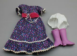 Vintage Ideal Velvet Peasant Dress Purple Boots Outfit 15 " 1970s