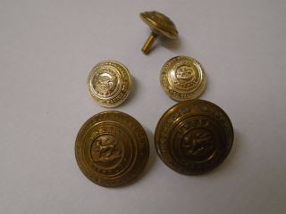 Prince Of Wales Own West Yorkshire Brass Rare Buttons X 5