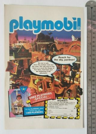 Playmobil Vintage Western Playset Rare Print Advertisement