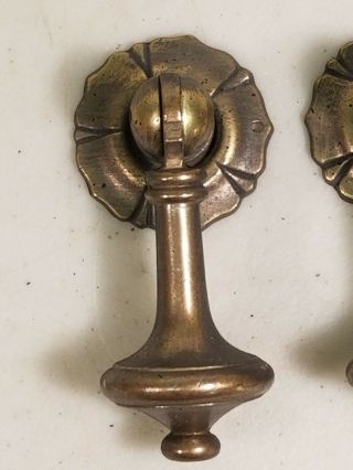 Vtg.  Drexel Heritage Victorian Dresser Drawer Brass Teardrop Pulls w/ Rosettes 2