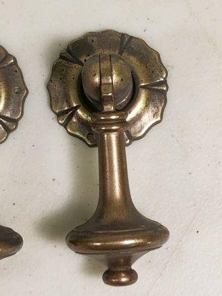 Vtg.  Drexel Heritage Victorian Dresser Drawer Brass Teardrop Pulls w/ Rosettes 3