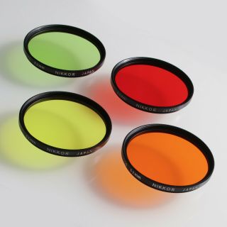 Nikon 52mm Filters Red Yellow Green Orange Rare Case