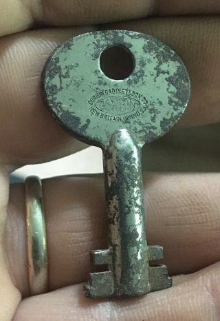 Antique Corbin Lock P 59 Double Bit Steamer Chest Padlock Trunk Lever Key