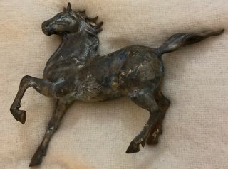 Vintage Bronze Color Horse Sculpture Running Figure