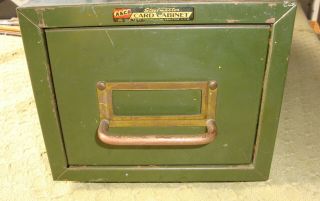 Vintage Asco Steel Master Single Drawer Card File Cabinet Office Green