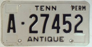 Tennessee Tn Vintage License Plate Tag Antique A - 27452 S