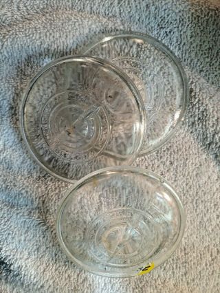 Set Of 3 Vintage Antique Clear Glass Lids For Wire Bail Regular Size Canning Jar