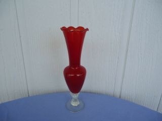 Vintage Retro Ruby Red Art Glass Vase 1960 