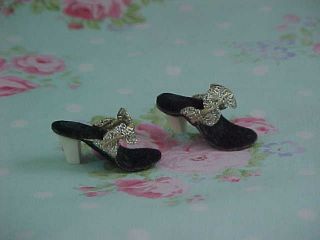 Vintage 10 1/2 " Little Miss Revlon Silver And Black High Heels