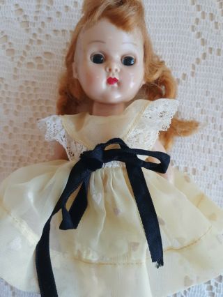 Vintage Vogue Ginny 7 1/2 " Doll Bkw Tagged Yellow Flocked Heart Dress