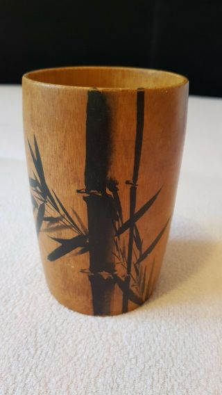Japan Style Wooden Handmade Bamboo Mug Cottage Vintage Collectable Ornament