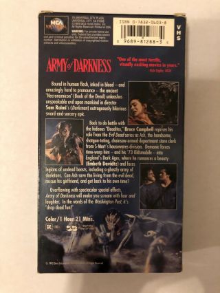 Army of Darkness VHS 1992 Bruce Campbell Horror Comedy RARE OOP Cult 2