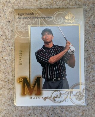2002 Sp Authentic Golf Card 137 Tiger Woods Serial Numbered /100 Rare