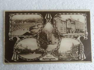 Antique Multi View Postcard Peeps Of Ashington Northumberland Posted 1918