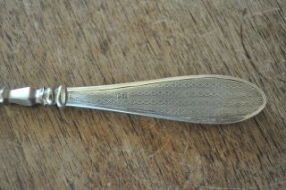 Antique Broadway & Co Silver Button Hook With Pattern On The Handle