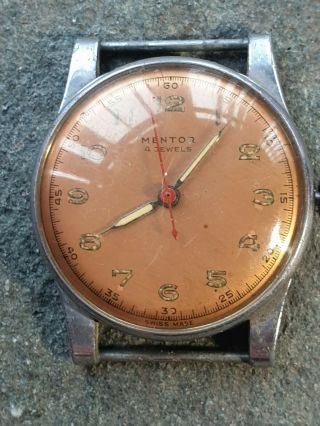 Mens Vintage Mentor 32mm Swiss Made Watch Spares Or Repairs