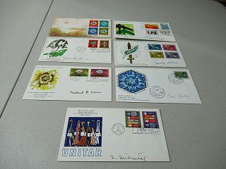 Rare Lot 7 Un First Day Covers,  Personally Signed By Fdc Designers,  Autographs