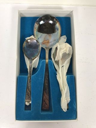 Vintage Silver Plated Rose Detail Handle Serving Spoon & 6 Dessert Spoons B52