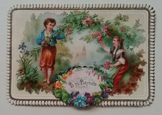 Antique Chromo Emboss Victorian Valentine Card,  