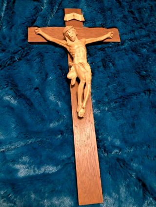Glorious Rare Large Vintage Nuns Convent Hand Carved Wood Crucifix Oberammergau