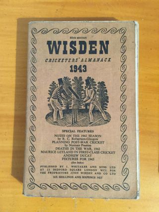 1943 John Wisden Cricketers Almanack Rare War 80th Edition Wrappers Vgc