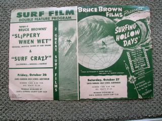 Vintage Bruce Brown Surf Movie Poster Surfing Hollow Days Surfboard Surfer Rare