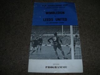 Rare Pirate Programme Wimbledon V Leeds United Fa Cup 4th Round Replay 1974/75