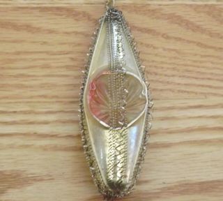 Victorian Glass Ornament W/ Wire Wrapped Antique