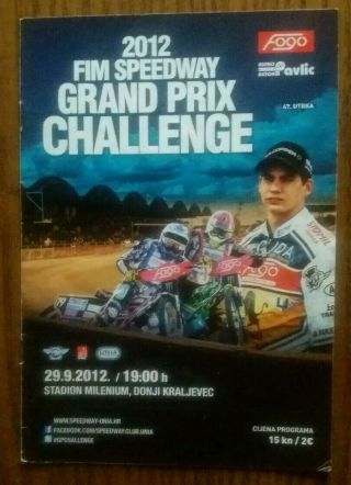 Unia Grand Prix Challenge 29 - 9 - 2012 Speedway Programme Rare