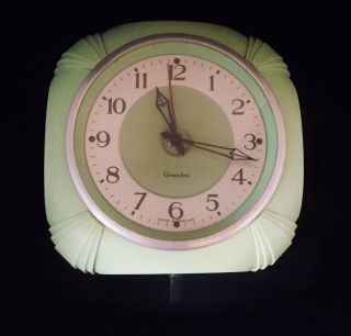 Rare Art Deco Style Genalex Vintage Green Wall Clock (electric)