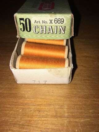 Coats Sheen Antique Vintage Cotton Boxes Collectors Box 5 Spools Orange
