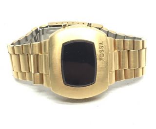 Rare Gold Fossil 2002 Red Led Digital Watch Jr - 7790