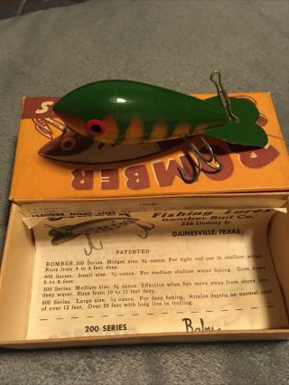 Vintage Bomber Fishing Lure 507 In And Paperwork